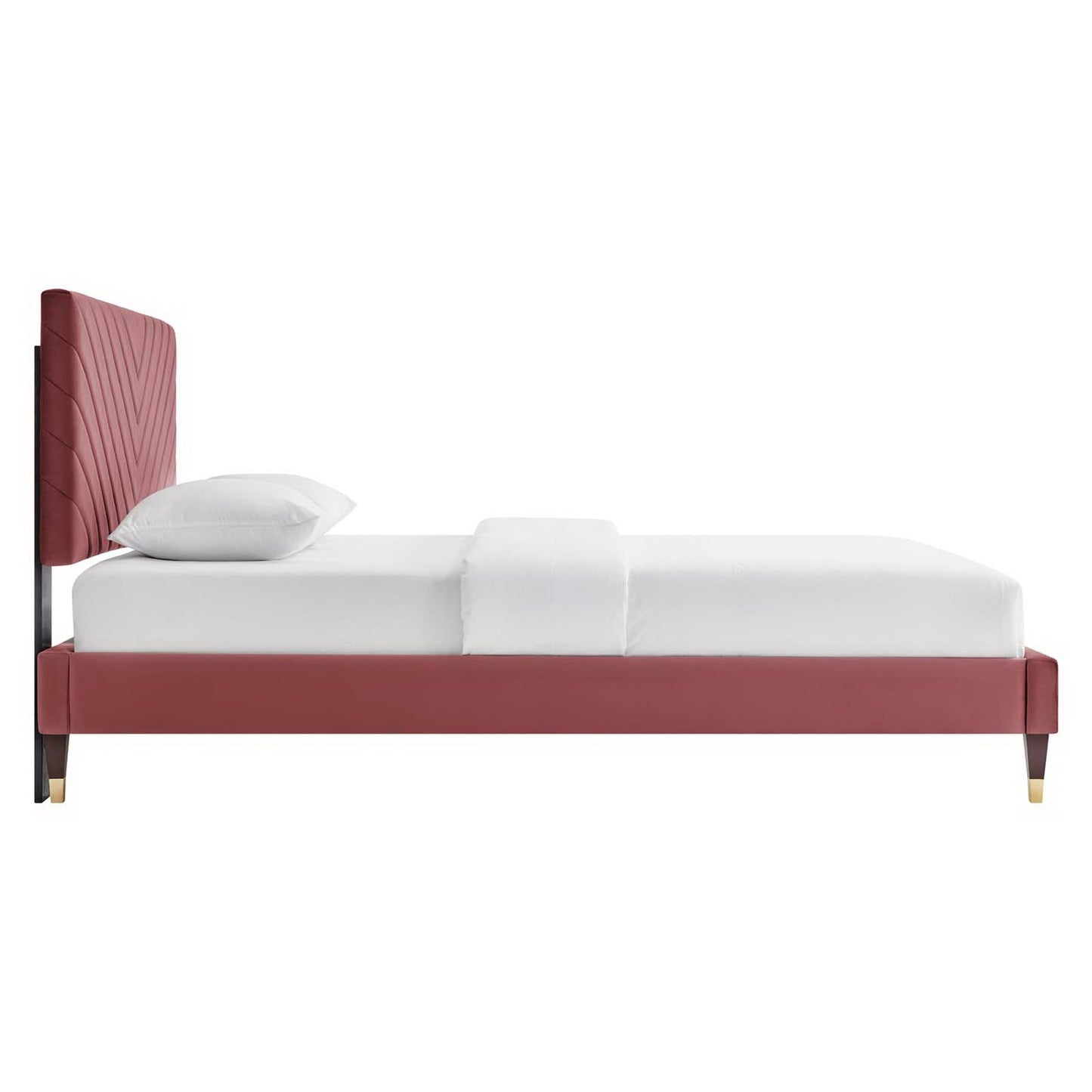 Modway - Roxanne Performance Velvet Queen Platform Bed by Modway  Bedroom Beds Red - MOD-6286-DUS