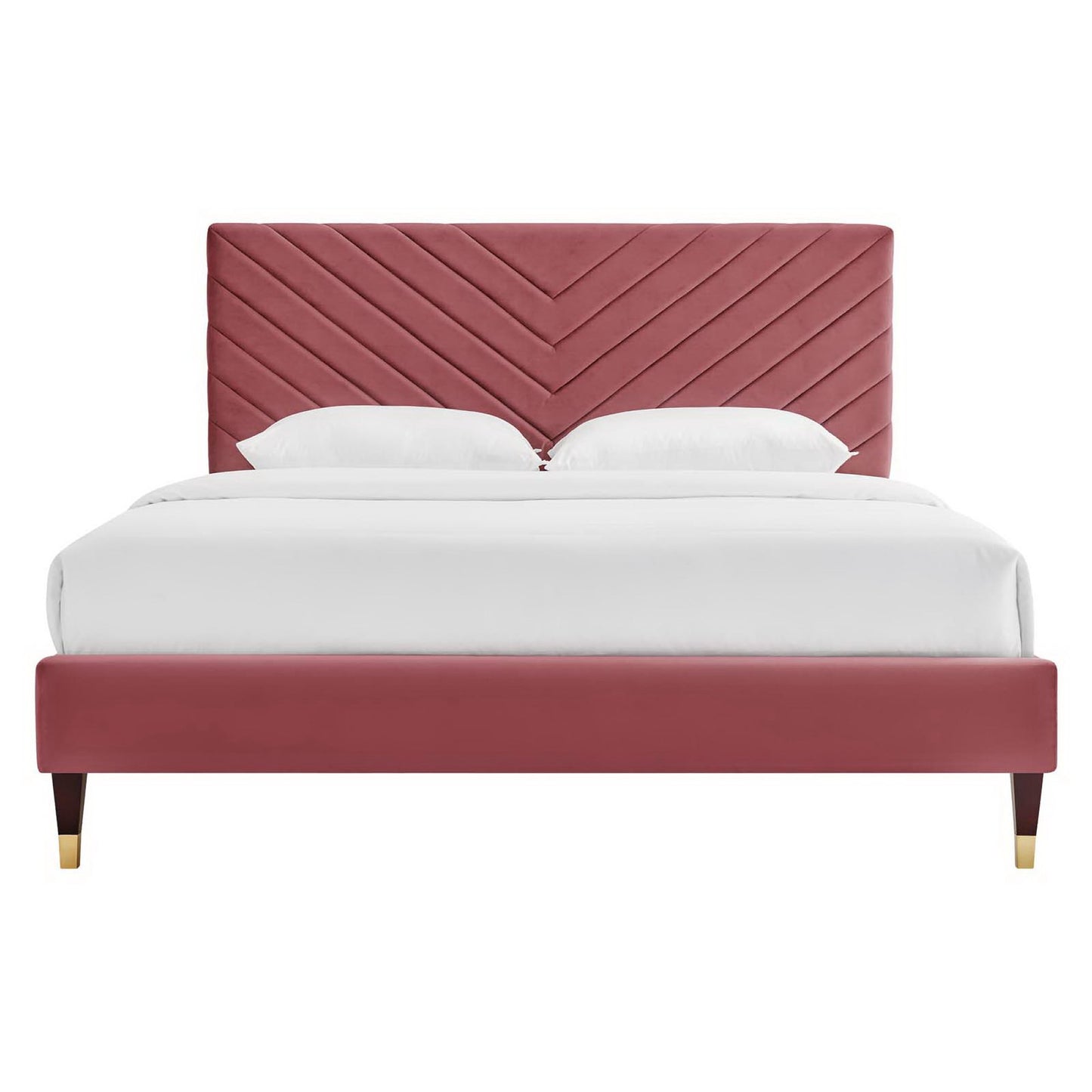 Modway - Roxanne Performance Velvet Queen Platform Bed by Modway  Bedroom Beds Red - MOD-6286-DUS