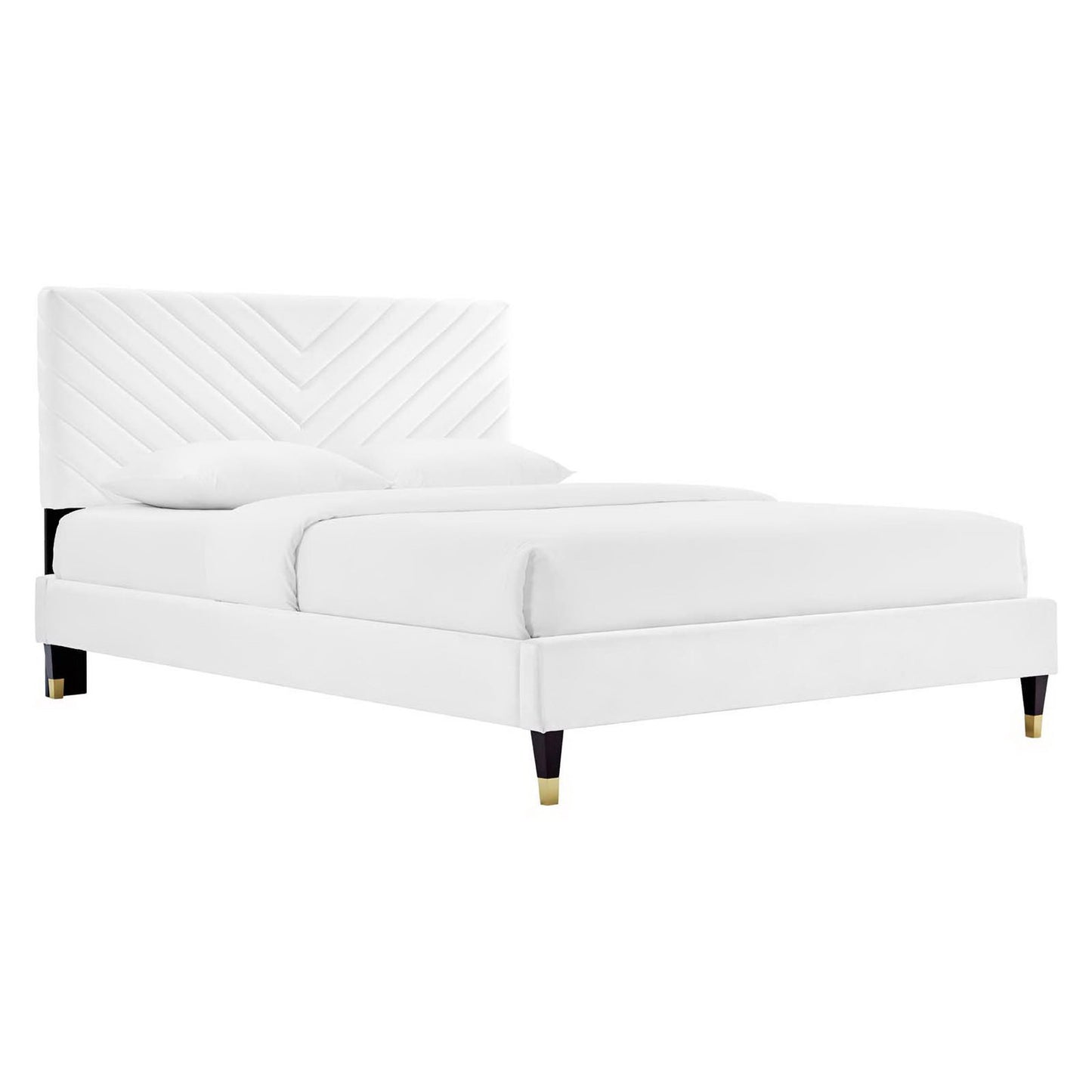Modway - Roxanne Performance Velvet Queen Platform Bed by Modway  Bedroom Beds White - MOD-6286-WHI