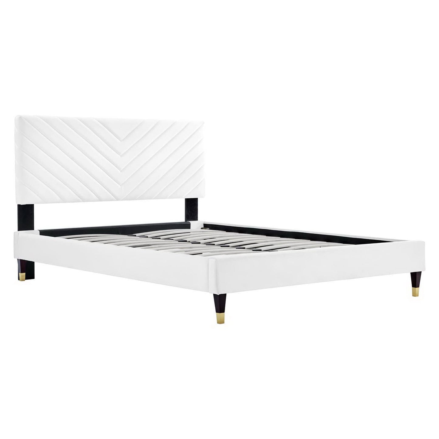 Modway - Roxanne Performance Velvet Queen Platform Bed by Modway  Bedroom Beds White - MOD-6286-WHI