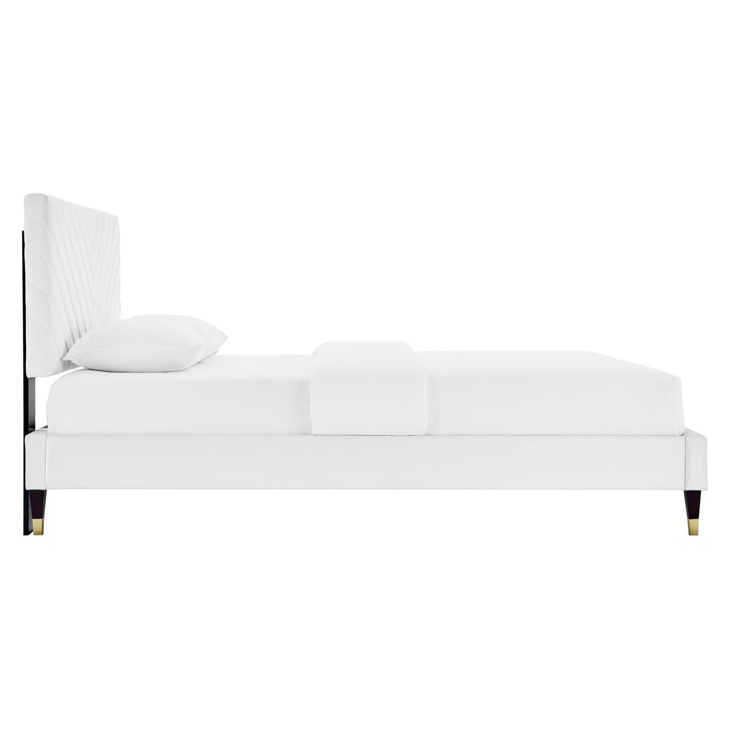 Modway - Roxanne Performance Velvet Queen Platform Bed by Modway  Bedroom Beds White - MOD-6286-WHI