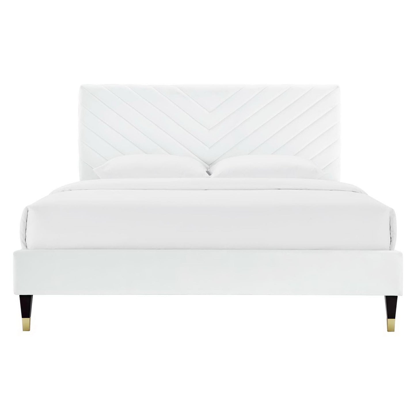 Modway - Roxanne Performance Velvet Queen Platform Bed by Modway  Bedroom Beds White - MOD-6286-WHI