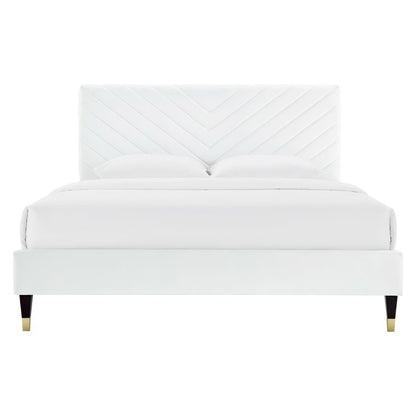 Modway - Roxanne Performance Velvet Queen Platform Bed by Modway  Bedroom Beds White - MOD-6286-WHI