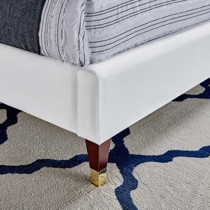 Modway - Roxanne Performance Velvet Queen Platform Bed by Modway  Bedroom Beds White - MOD-6286-WHI