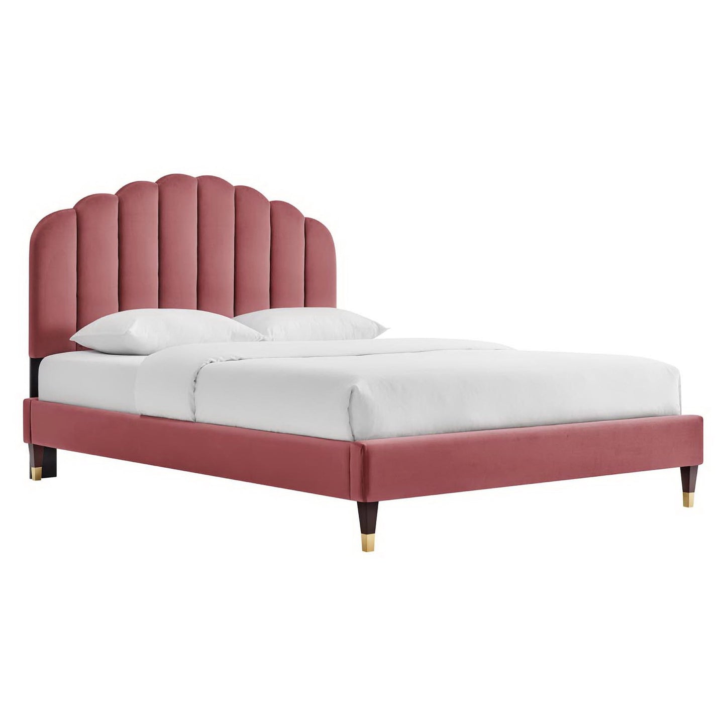 Modway - Daisy Performance Velvet Queen Platform Bed by Modway  Bedroom Beds Red - MOD-6288-DUS