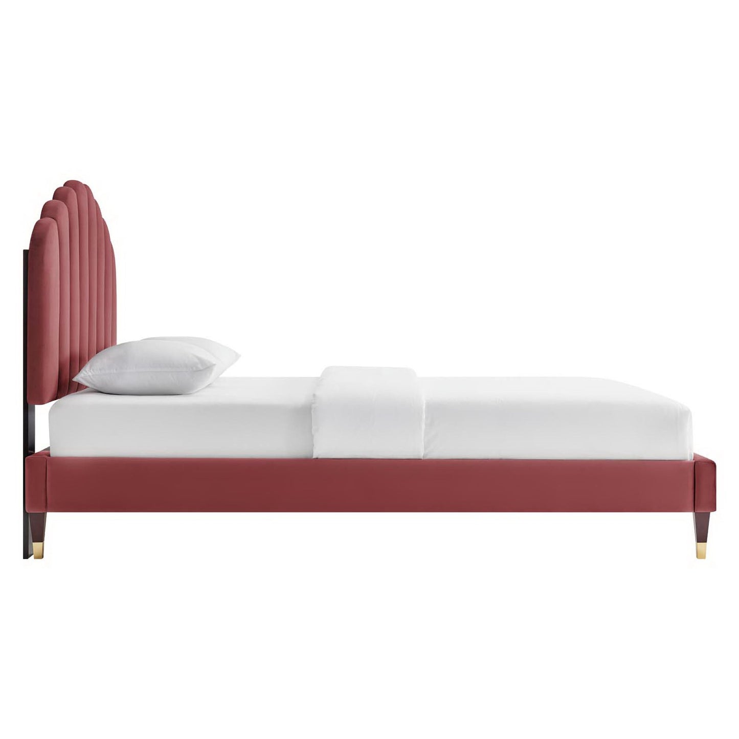 Modway - Daisy Performance Velvet Queen Platform Bed by Modway  Bedroom Beds Red - MOD-6288-DUS