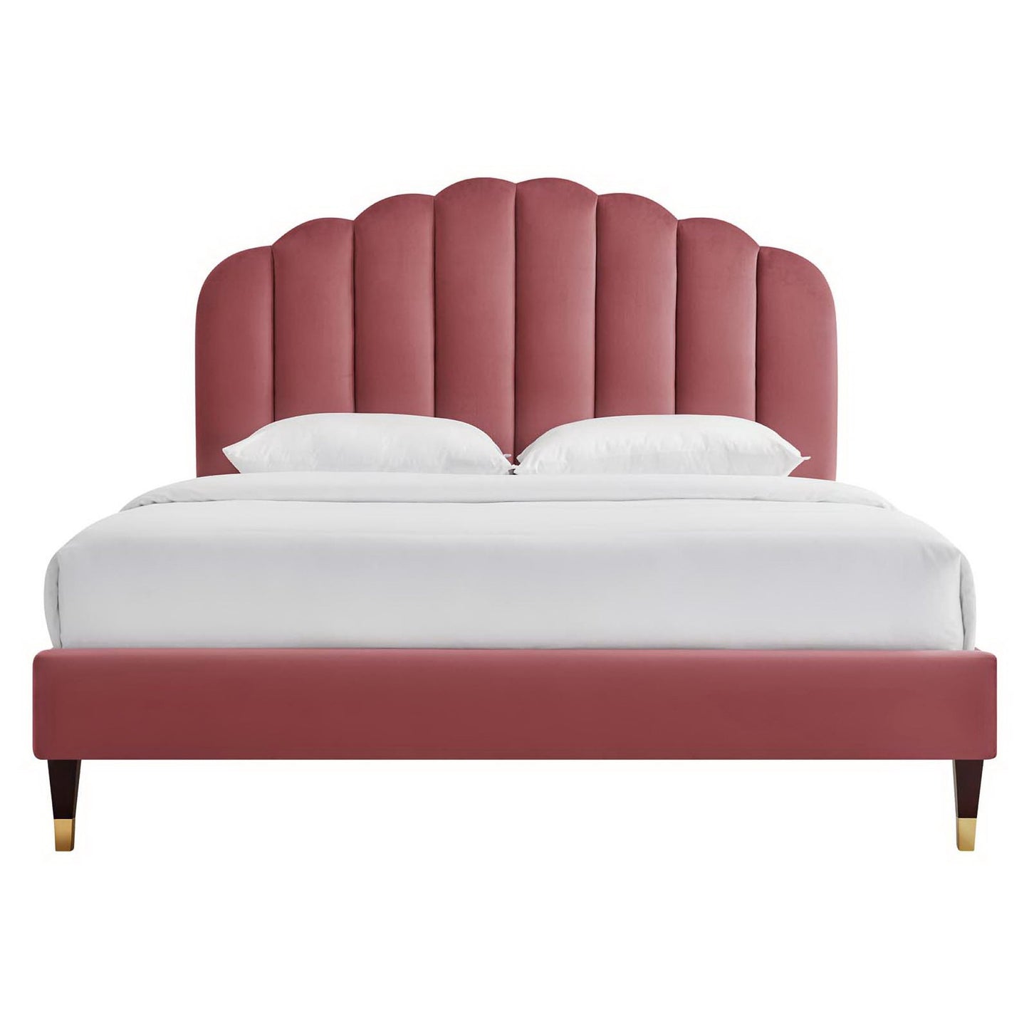Modway - Daisy Performance Velvet Queen Platform Bed by Modway  Bedroom Beds Red - MOD-6288-DUS