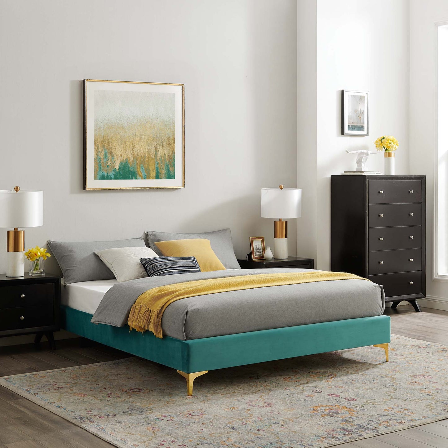 Modway Outlet Sutton Performance Velvet King Bed Frame by Modway  Bedroom Furniture Teal - MOD-6307-TEA