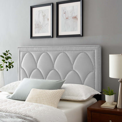 Modway Outlet Greta Performance Velvet Twin Headboard by Modway  Bedroom Furniture Light Gray - MOD-6320-LGR