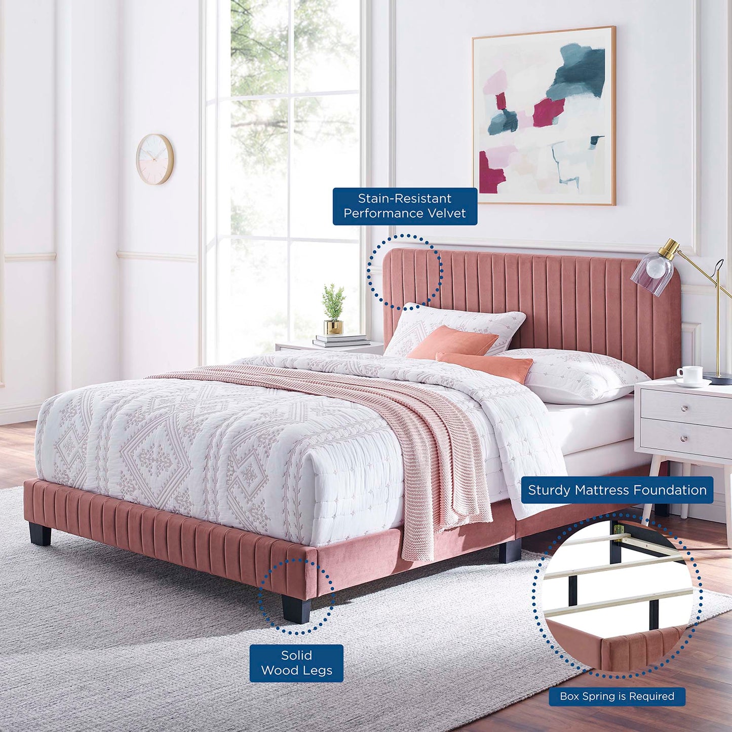 Modway - Celine Channel Tufted Performance Velvet Queen Bed by Modway  Bedroom Beds Red - MOD-6330-DUS