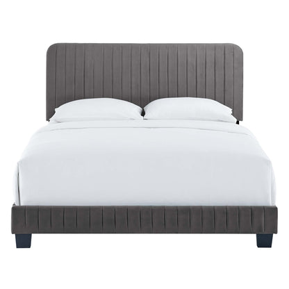 Modway Outlet Celine Channel Tufted Performance Velvet Full Bed by Modway  Bedroom Furniture Gray - MOD-6331-GRY