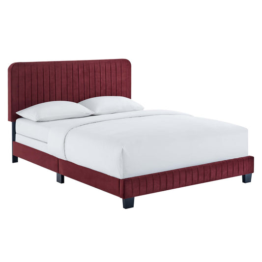 Modway Outlet Celine Channel Tufted Performance Velvet Full Bed by Modway  Bedroom Furniture Maroon - MOD-6331-MAR