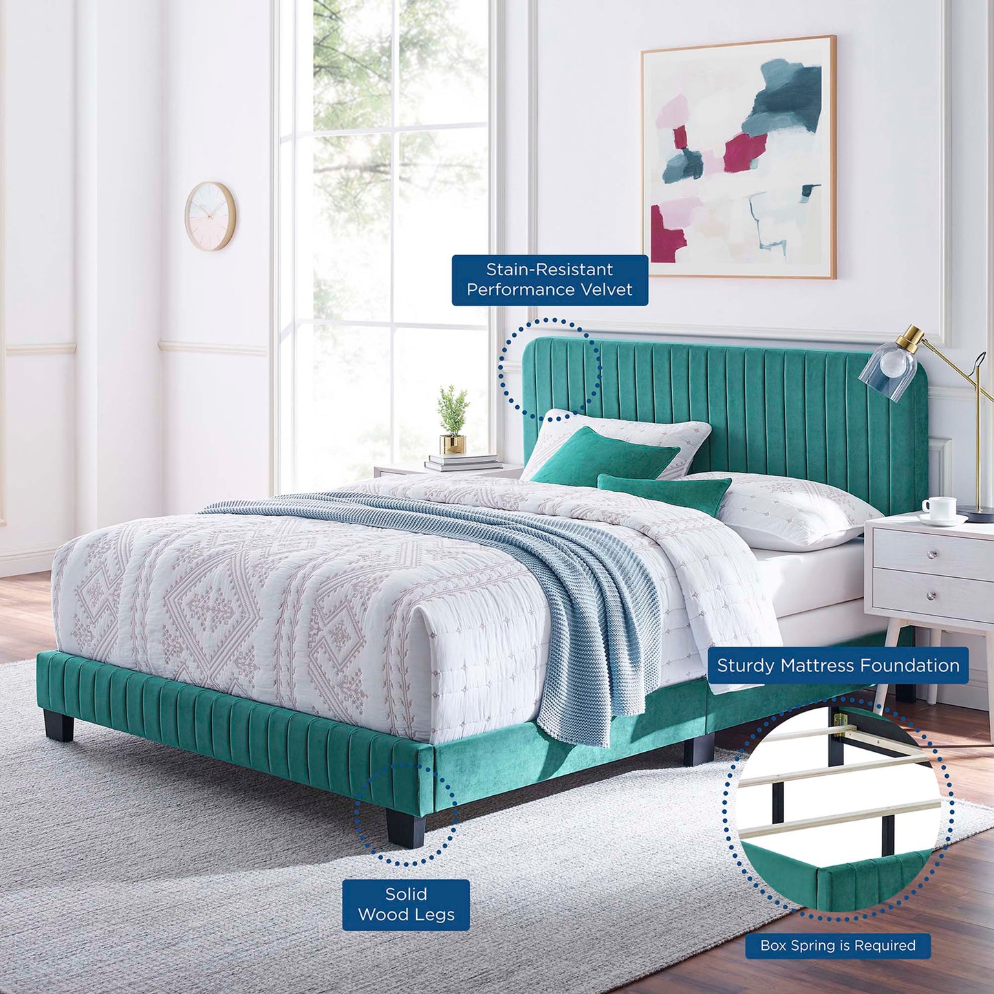 Modway Outlet Celine Channel Tufted Performance Velvet Full Bed by Modway  Bedroom Furniture Teal - MOD-6331-TEA