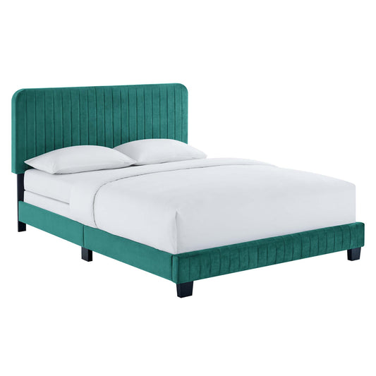 Modway Outlet Celine Channel Tufted Performance Velvet Twin Bed by Modway  Bedroom Furniture Teal - MOD-6332-TEA