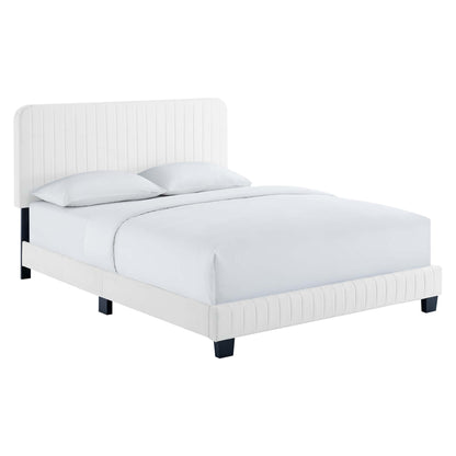 Modway Outlet Celine Channel Tufted Performance Velvet Full Platform Bed by Modway  Bedroom Furniture White - MOD-6335-WHI