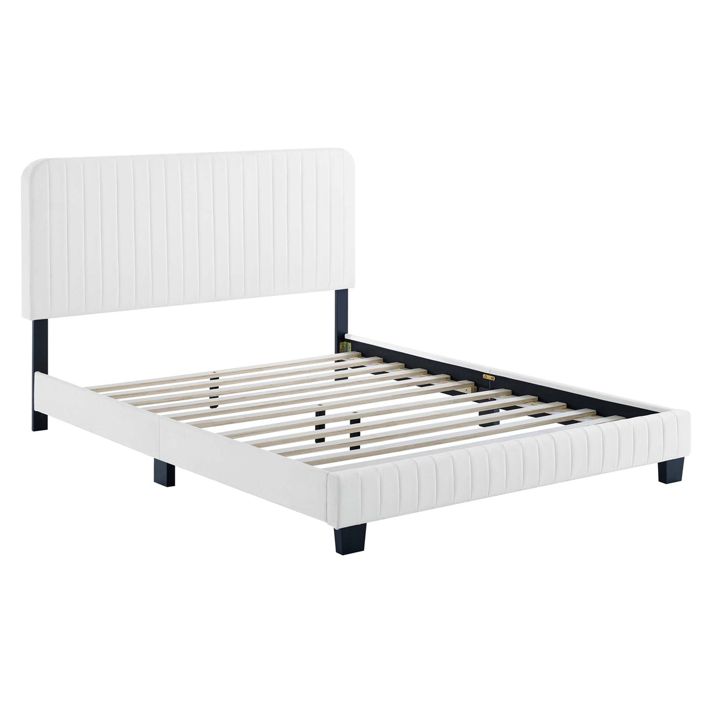Modway Outlet Celine Channel Tufted Performance Velvet Full Platform Bed by Modway  Bedroom Furniture White - MOD-6335-WHI