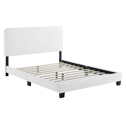 Modway Outlet Celine Channel Tufted Performance Velvet Full Platform Bed by Modway  Bedroom Furniture White - MOD-6335-WHI