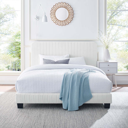 Modway Outlet Celine Channel Tufted Performance Velvet Full Platform Bed by Modway  Bedroom Furniture White - MOD-6335-WHI