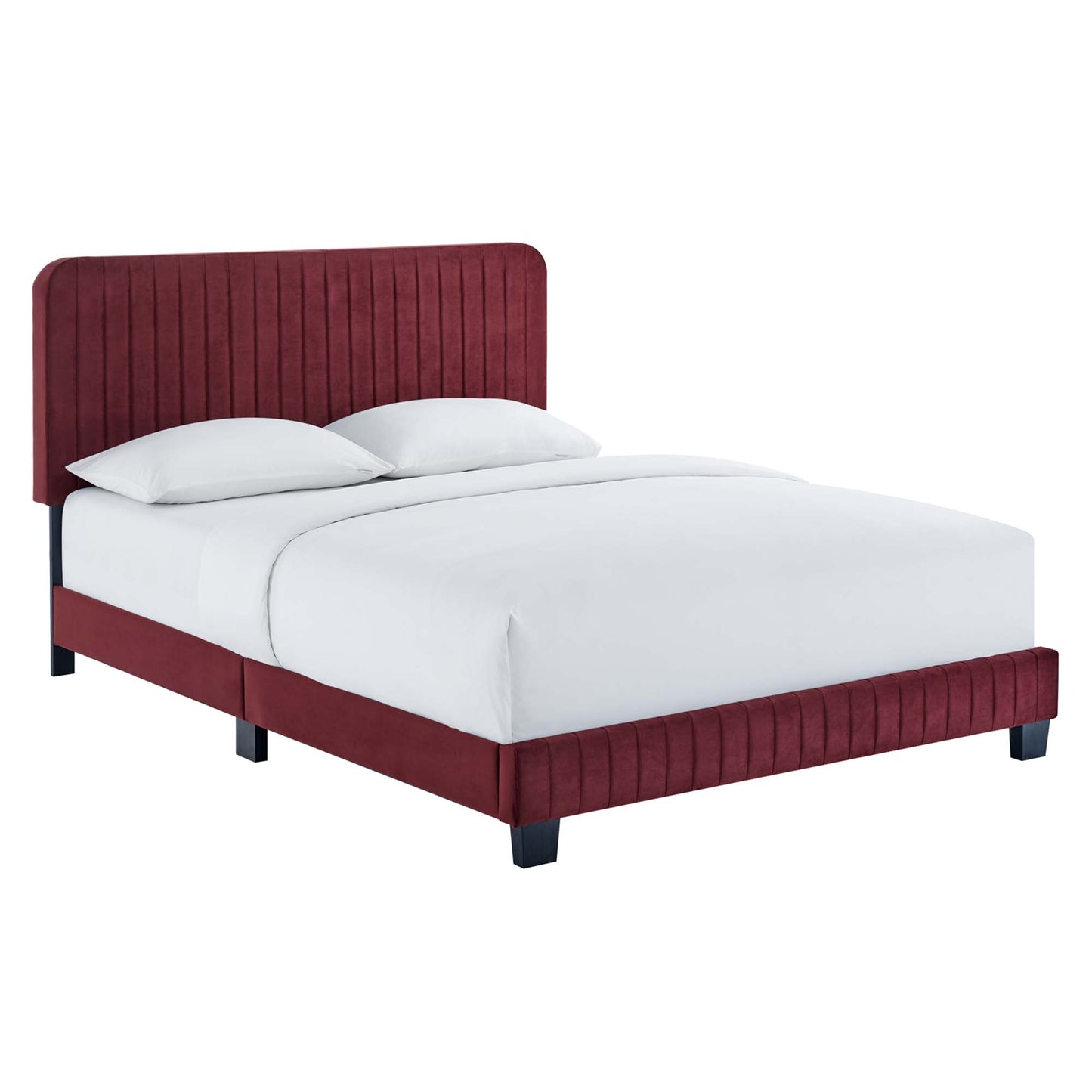 Modway Outlet Celine Channel Tufted Performance Velvet Twin Platform Bed by Modway  Bedroom Furniture Maroon - MOD-6336-MAR