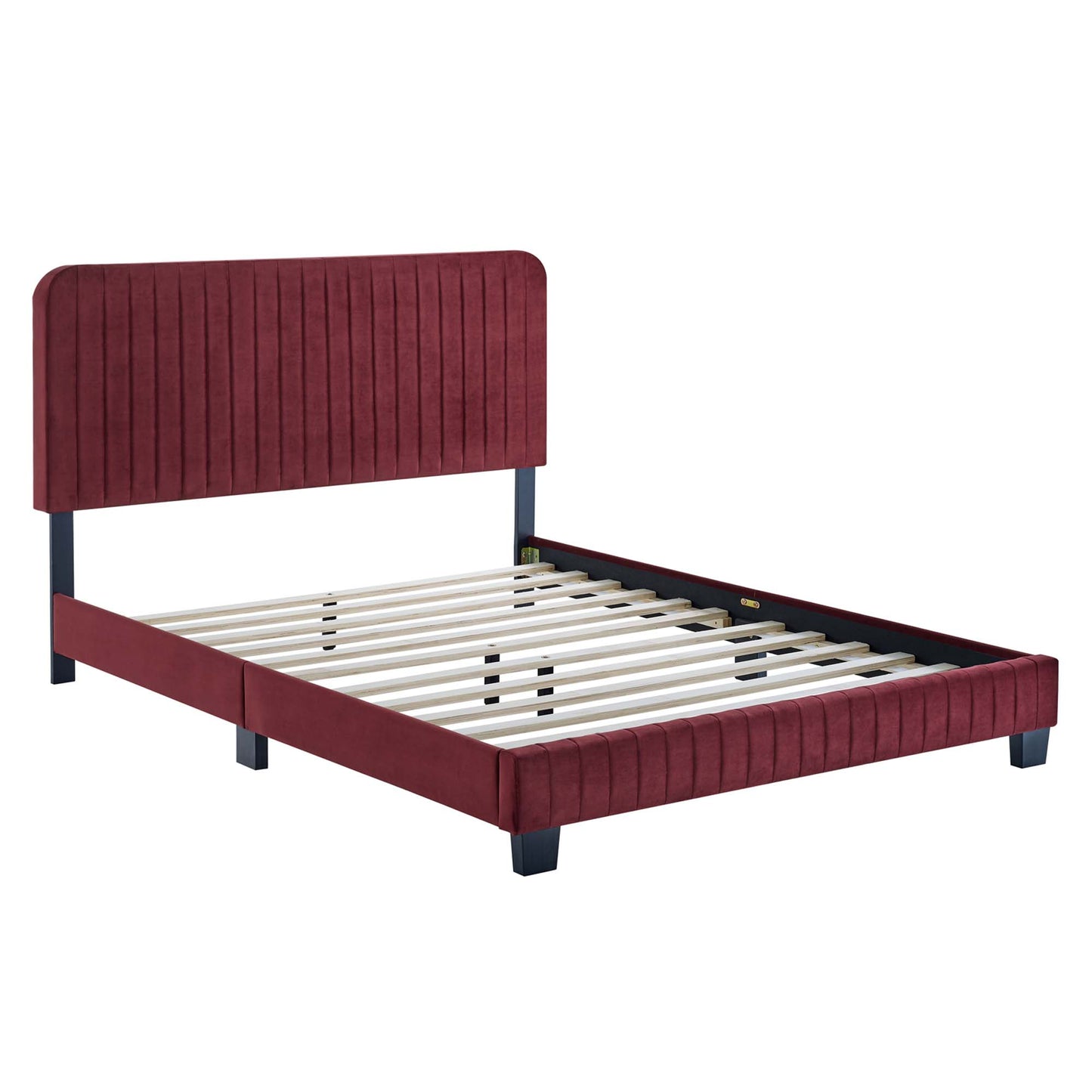 Modway Outlet Celine Channel Tufted Performance Velvet Twin Platform Bed by Modway  Bedroom Furniture Maroon - MOD-6336-MAR