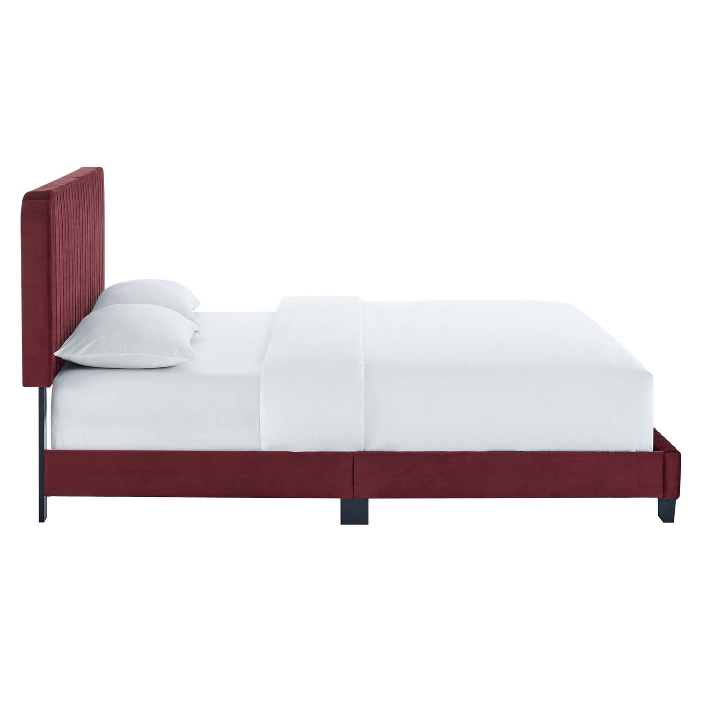 Modway Outlet Celine Channel Tufted Performance Velvet Twin Platform Bed by Modway  Bedroom Furniture Maroon - MOD-6336-MAR