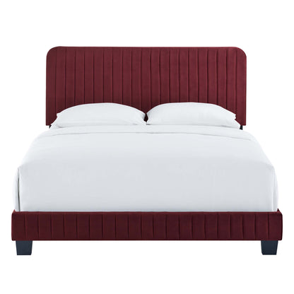 Modway Outlet Celine Channel Tufted Performance Velvet Twin Platform Bed by Modway  Bedroom Furniture Maroon - MOD-6336-MAR