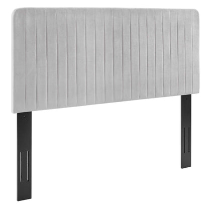 Modway Outlet Milenna Channel Tufted Performance Velvet King/California King Headboard by Modway  Bedroom Furniture Light Gray - MOD-6341-LGR