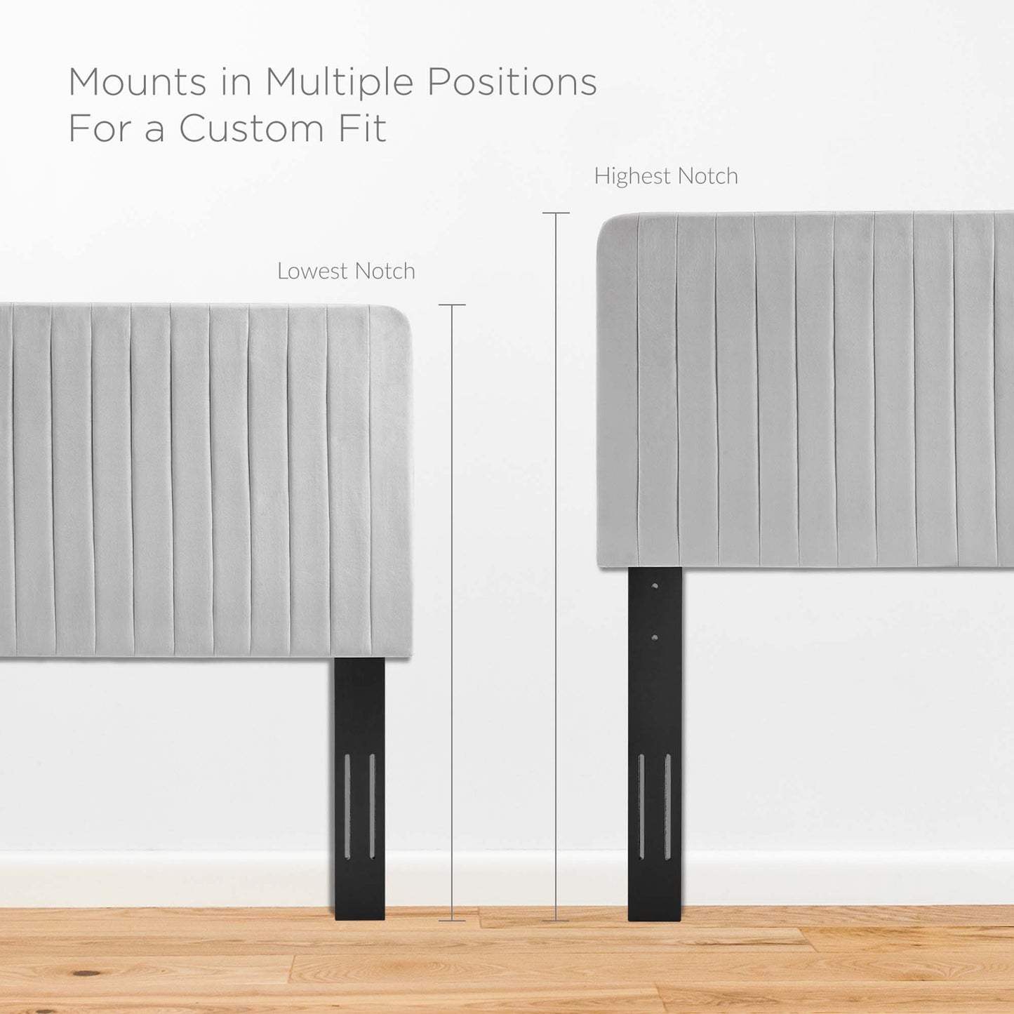 Modway Outlet Milenna Channel Tufted Performance Velvet King/California King Headboard by Modway  Bedroom Furniture Light Gray - MOD-6341-LGR