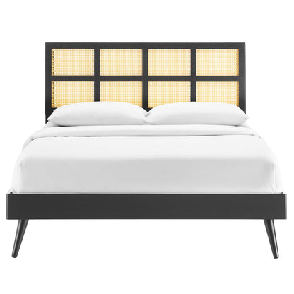 Modway Outlet Sidney Cane and Wood Queen Platform Bed With Splayed Legs by Modway  Bedroom Furniture Black - MOD-6370-BLK