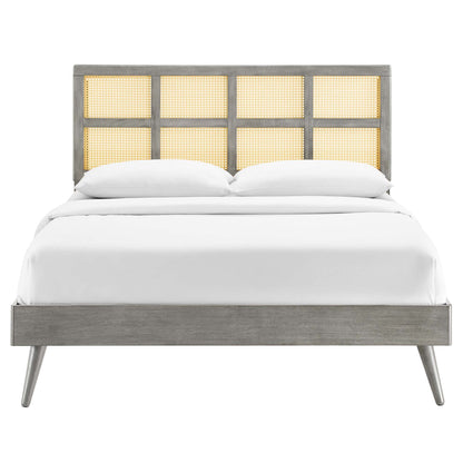 Modway Outlet Sidney Cane and Wood Full Platform Bed With Splayed Legs by Modway  Bedroom Furniture Gray - MOD-6374-GRY