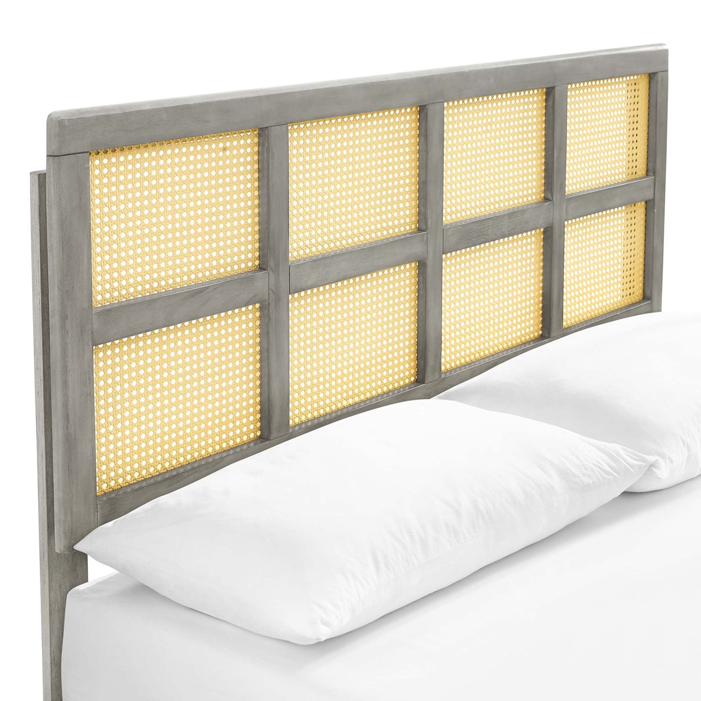 Modway Outlet Sidney Cane and Wood Full Platform Bed With Splayed Legs by Modway  Bedroom Furniture Gray - MOD-6374-GRY