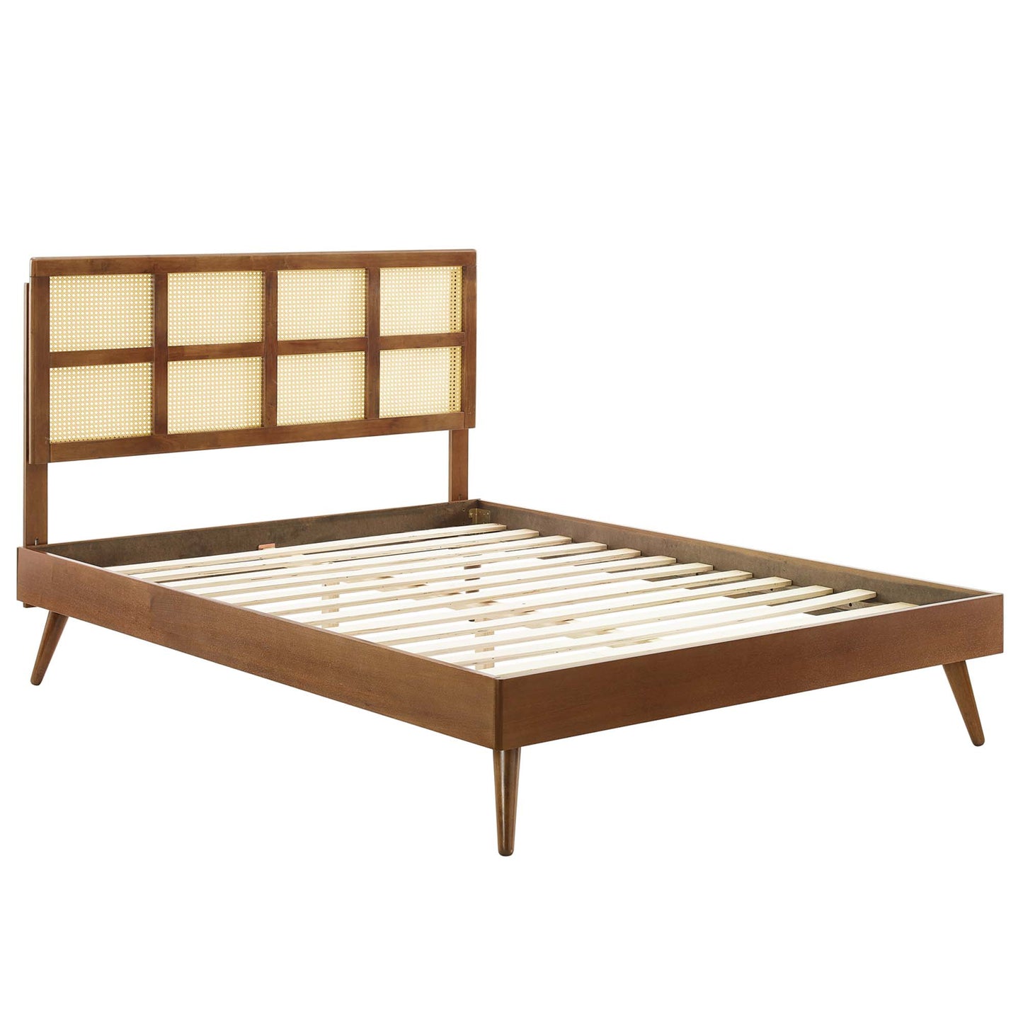 Modway Outlet Sidney Cane and Wood Full Platform Bed With Splayed Legs by Modway  Bedroom Furniture Walnut - MOD-6374-WAL