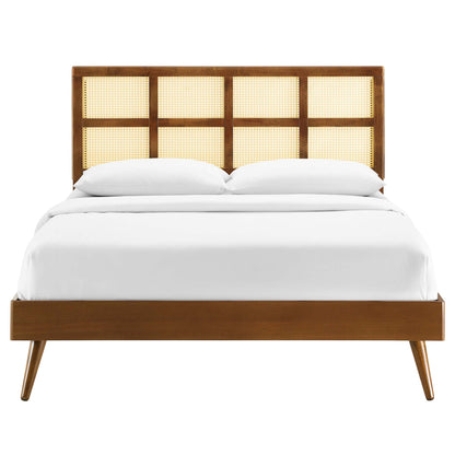 Modway Outlet Sidney Cane and Wood Full Platform Bed With Splayed Legs by Modway  Bedroom Furniture Walnut - MOD-6374-WAL