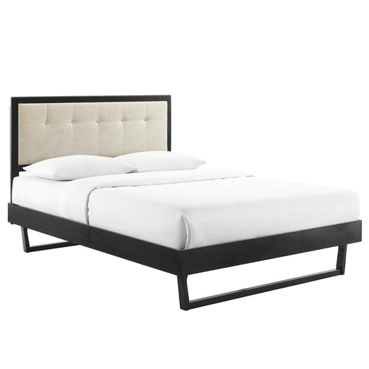 Modway Outlet Willow Wood Queen Platform Bed With Angular Frame by Modway  Bedroom Furniture Black Beige - MOD-6384-BLK-BEI