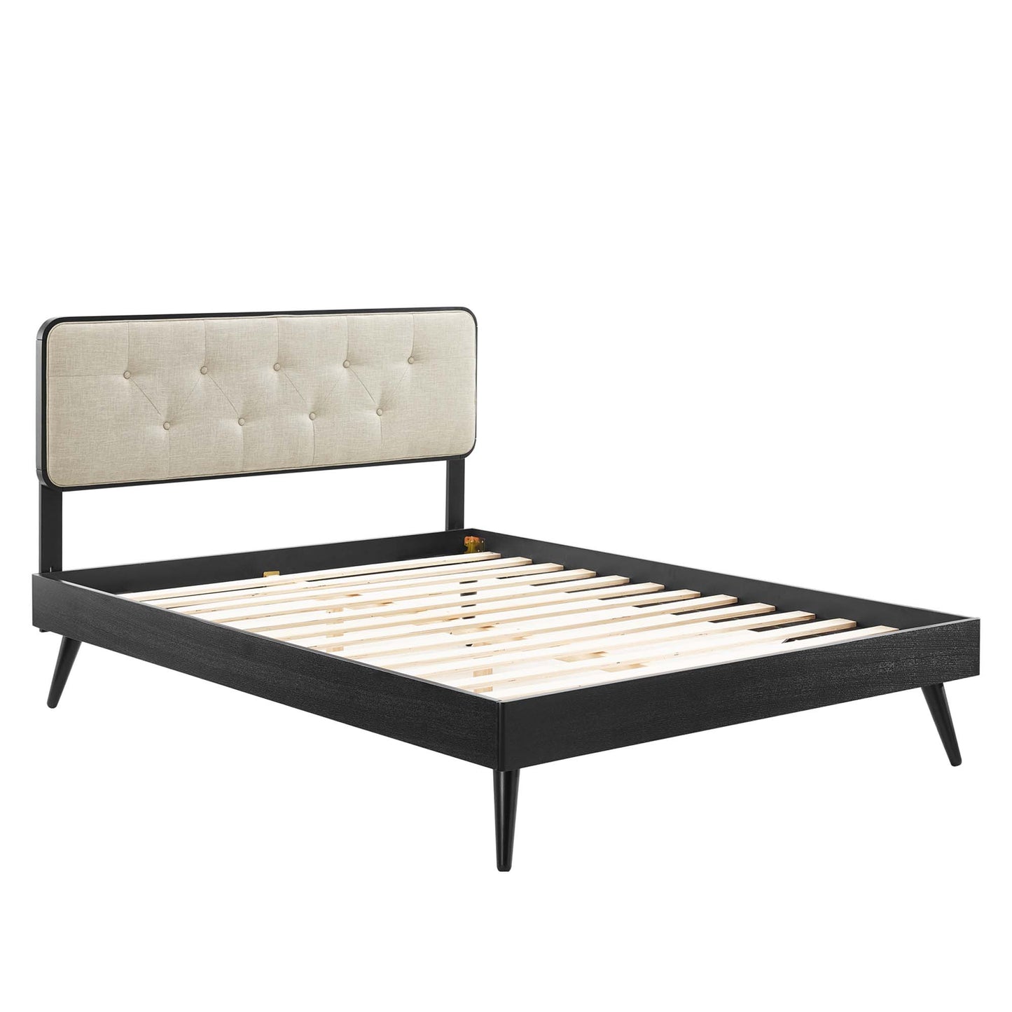 Modway - Bridgette Wood Queen Platform Bed With Splayed Legs by Modway  Bedroom Beds Brown - MOD-6388-BLK-BEI