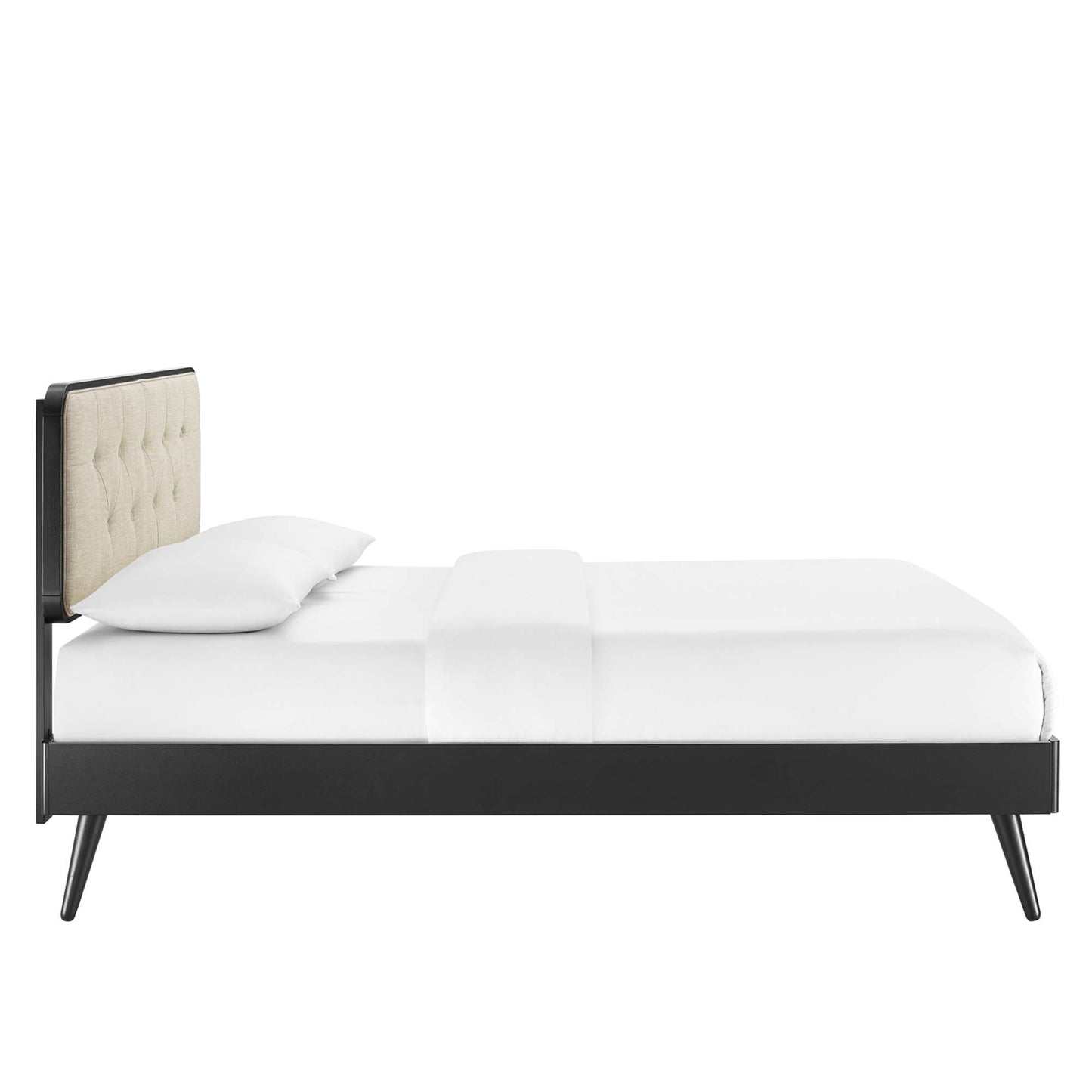Modway - Bridgette Wood Queen Platform Bed With Splayed Legs by Modway  Bedroom Beds Brown - MOD-6388-BLK-BEI