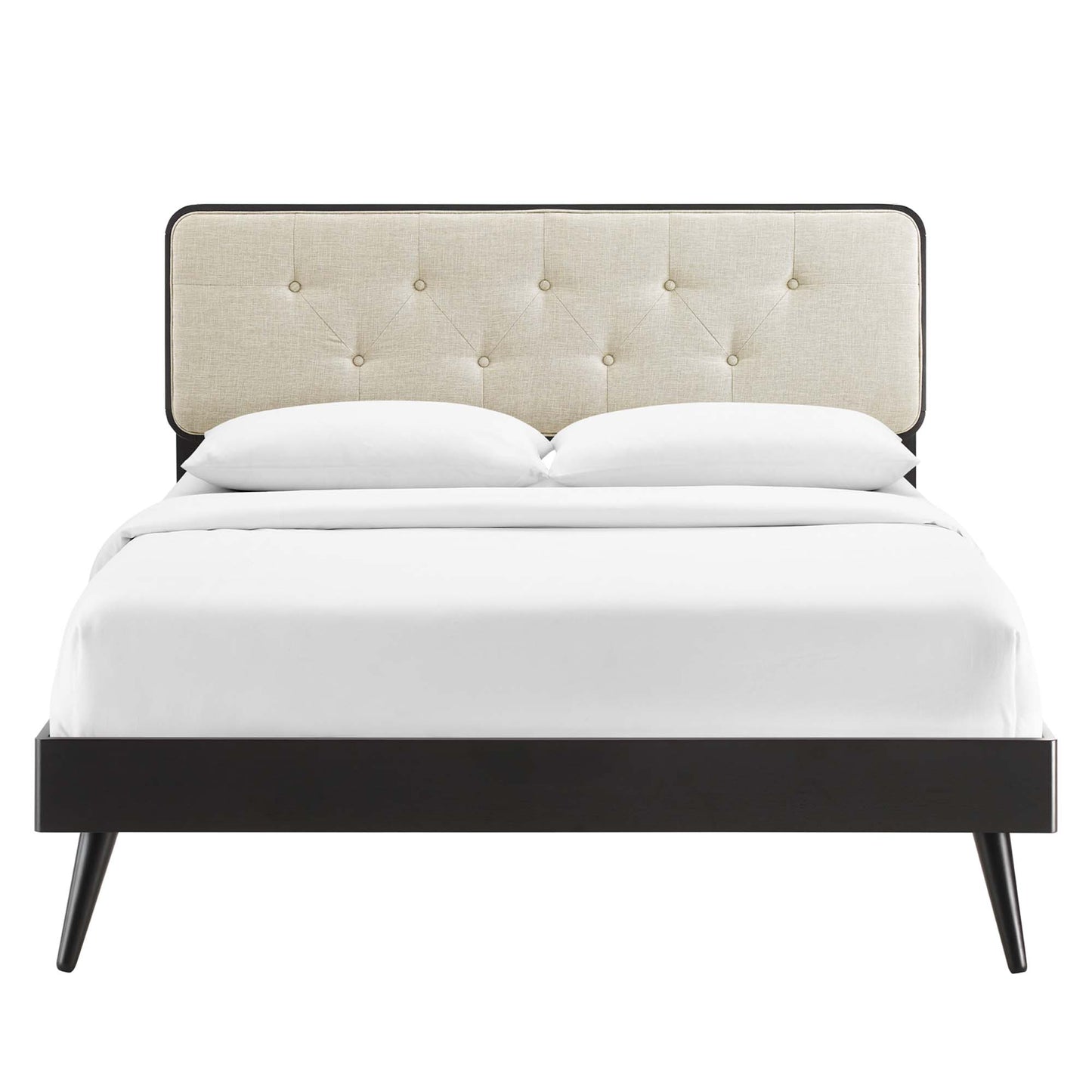 Modway - Bridgette Wood Queen Platform Bed With Splayed Legs by Modway  Bedroom Beds Brown - MOD-6388-BLK-BEI