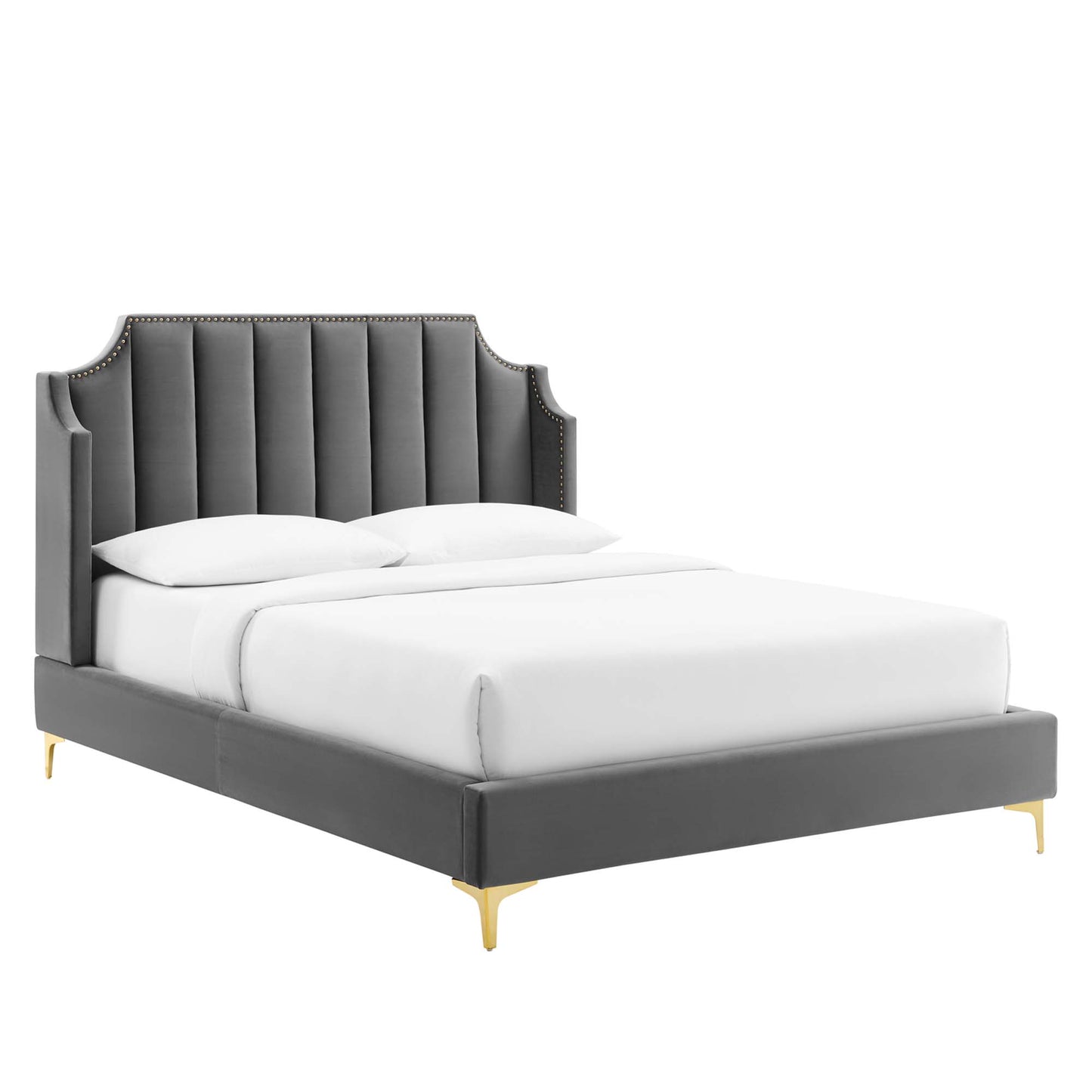 Modway Outlet Daniella Performance Velvet Queen Platform Bed by Modway  Bedroom Furniture Gray - MOD-6412-GRY