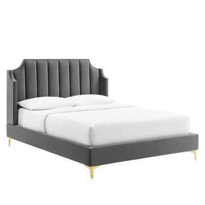 Modway Outlet Daniella Performance Velvet Queen Platform Bed by Modway  Bedroom Furniture Gray - MOD-6412-GRY