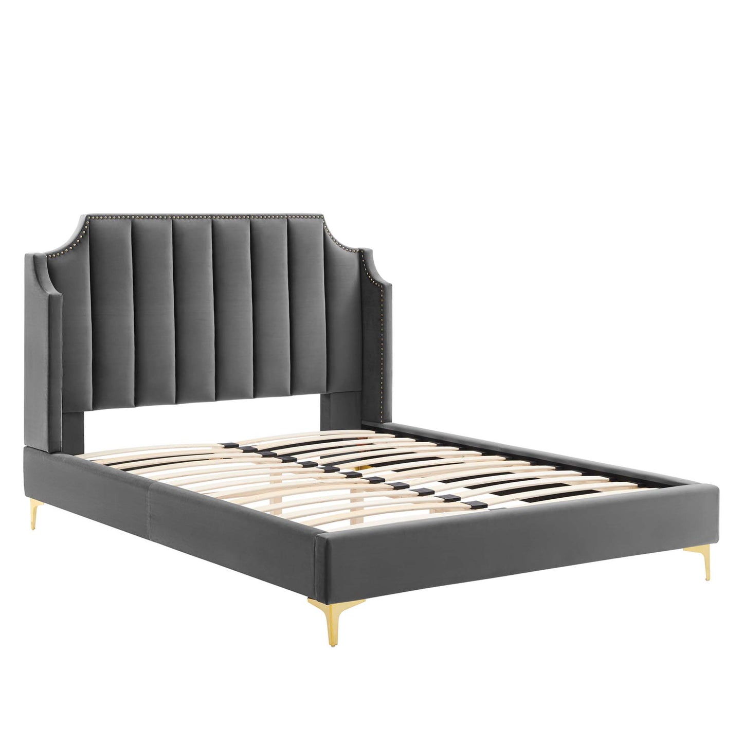 Modway Outlet Daniella Performance Velvet Queen Platform Bed by Modway  Bedroom Furniture Gray - MOD-6412-GRY