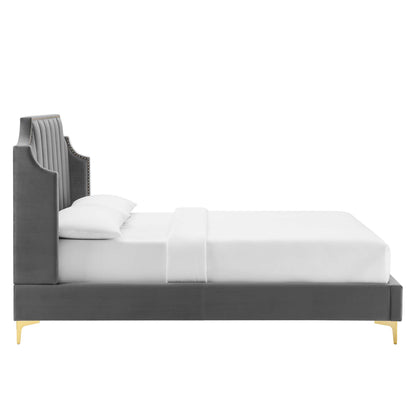 Modway Outlet Daniella Performance Velvet Queen Platform Bed by Modway  Bedroom Furniture Gray - MOD-6412-GRY