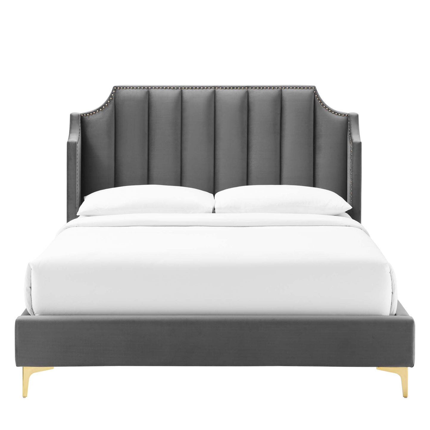 Modway Outlet Daniella Performance Velvet Queen Platform Bed by Modway  Bedroom Furniture Gray - MOD-6412-GRY