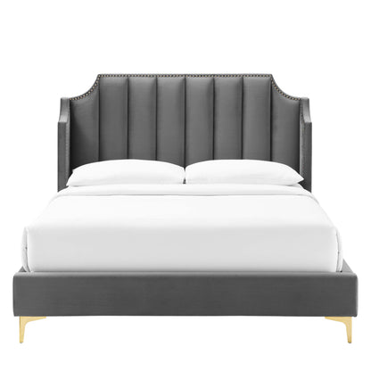 Modway Outlet Daniella Performance Velvet Queen Platform Bed by Modway  Bedroom Furniture Gray - MOD-6412-GRY