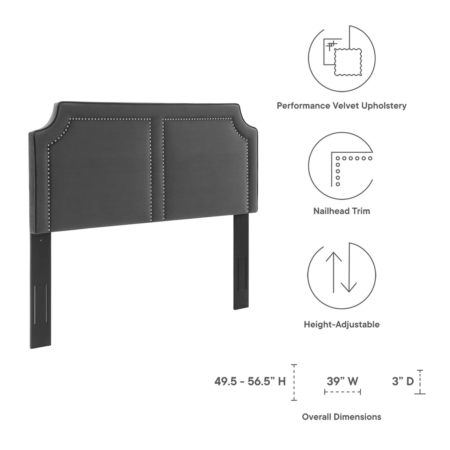 Modway Outlet Cynthia Performance Velvet Twin Headboard by Modway  Bedroom Furniture Charcoal - MOD-6565-CHA