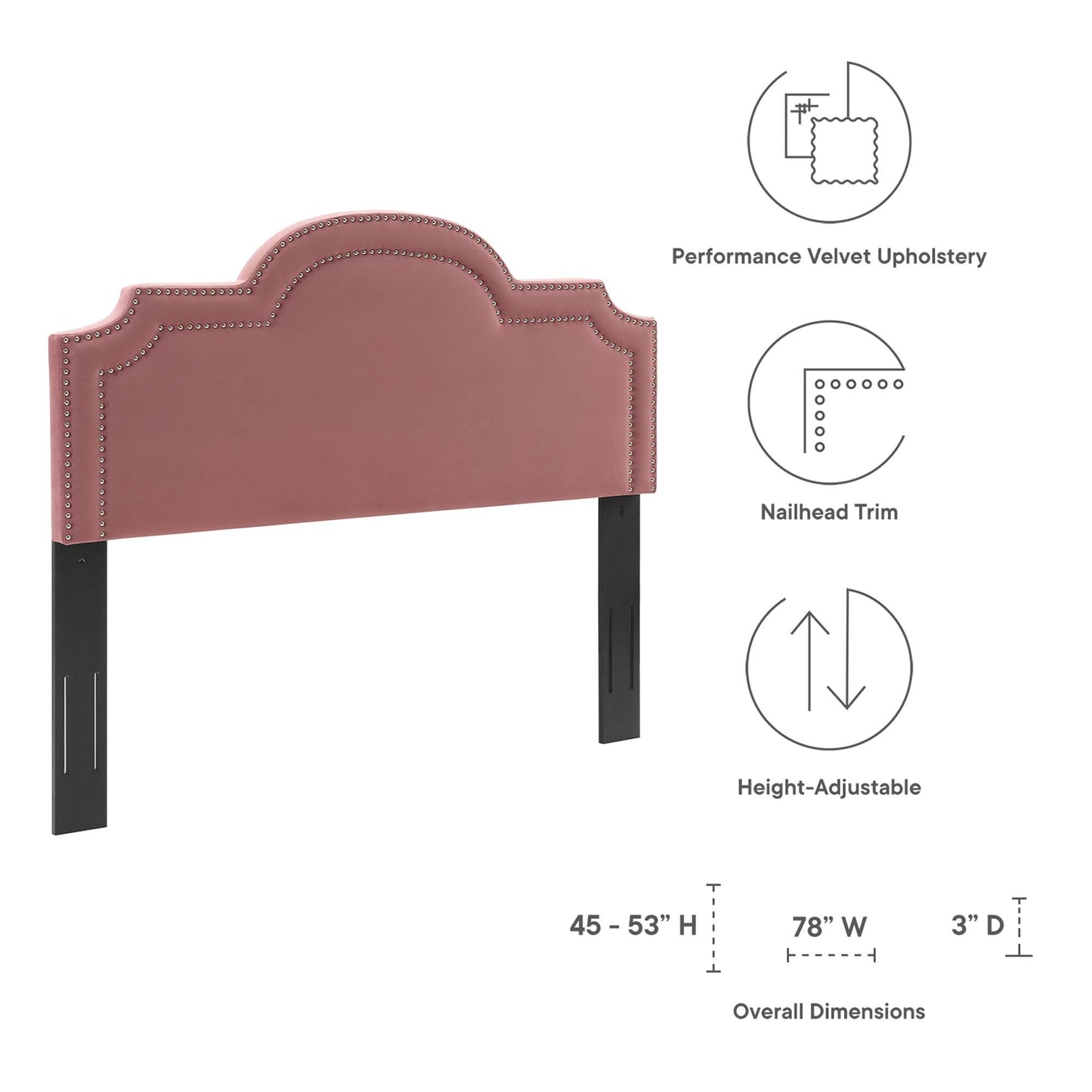 Modway Outlet Belinda Performance Velvet King/California King Headboard by Modway  Bedroom Furniture Dusty Rose - MOD-6570-DUS