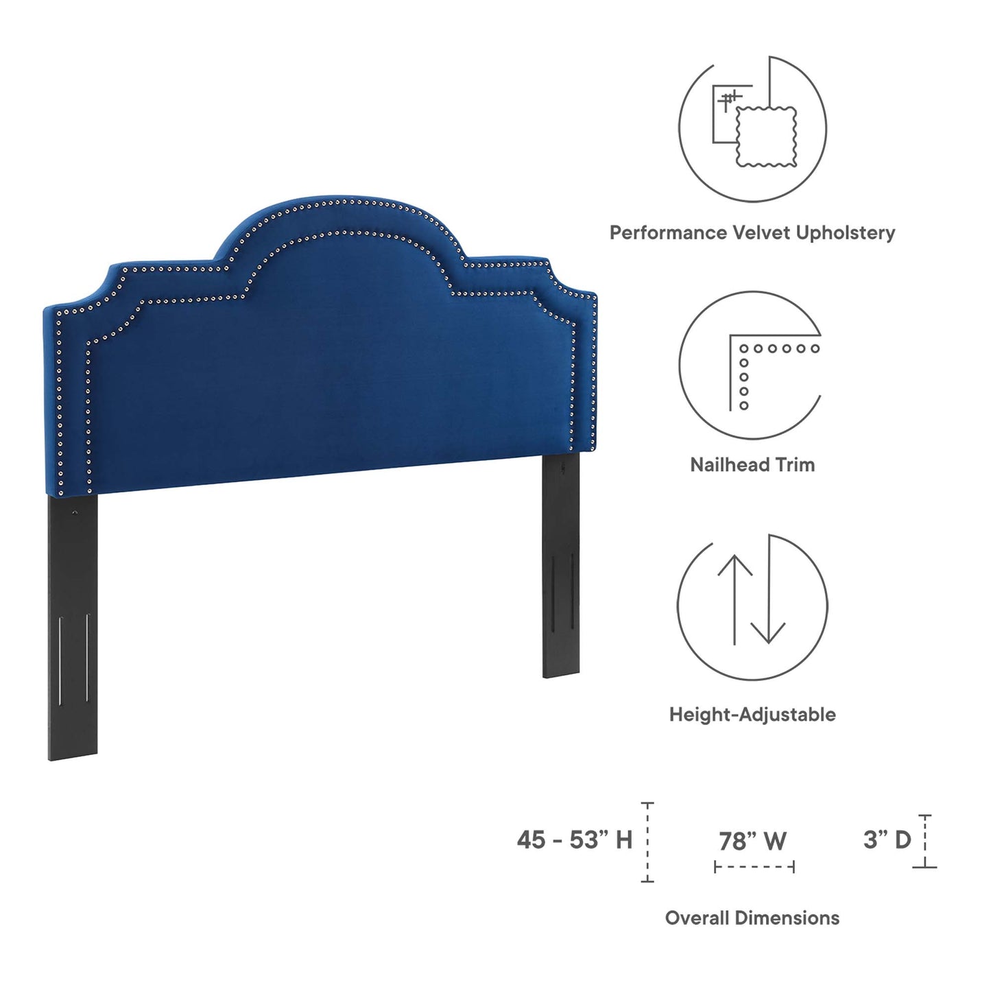 Modway Outlet Belinda Performance Velvet King/California King Headboard by Modway  Bedroom Furniture Navy - MOD-6570-NAV