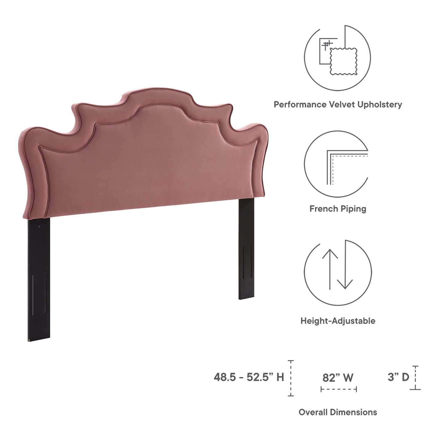 Modway Outlet Evangeline Performance Velvet King/California King Headboard by Modway  Bedroom Furniture Dusty Rose - MOD-6573-DUS