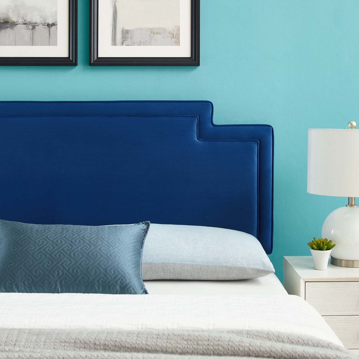 Modway Outlet Transfix Performance Velvet King/California King Headboard by Modway  Bedroom Furniture Navy - MOD-6576-NAV