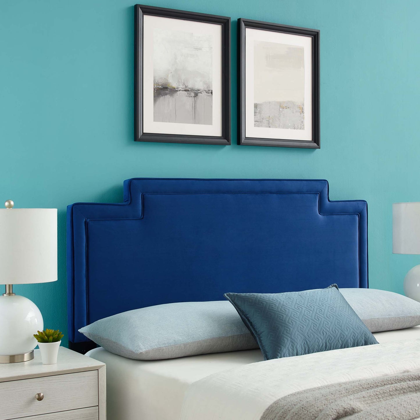 Modway Outlet Transfix Performance Velvet King/California King Headboard by Modway  Bedroom Furniture Navy - MOD-6576-NAV