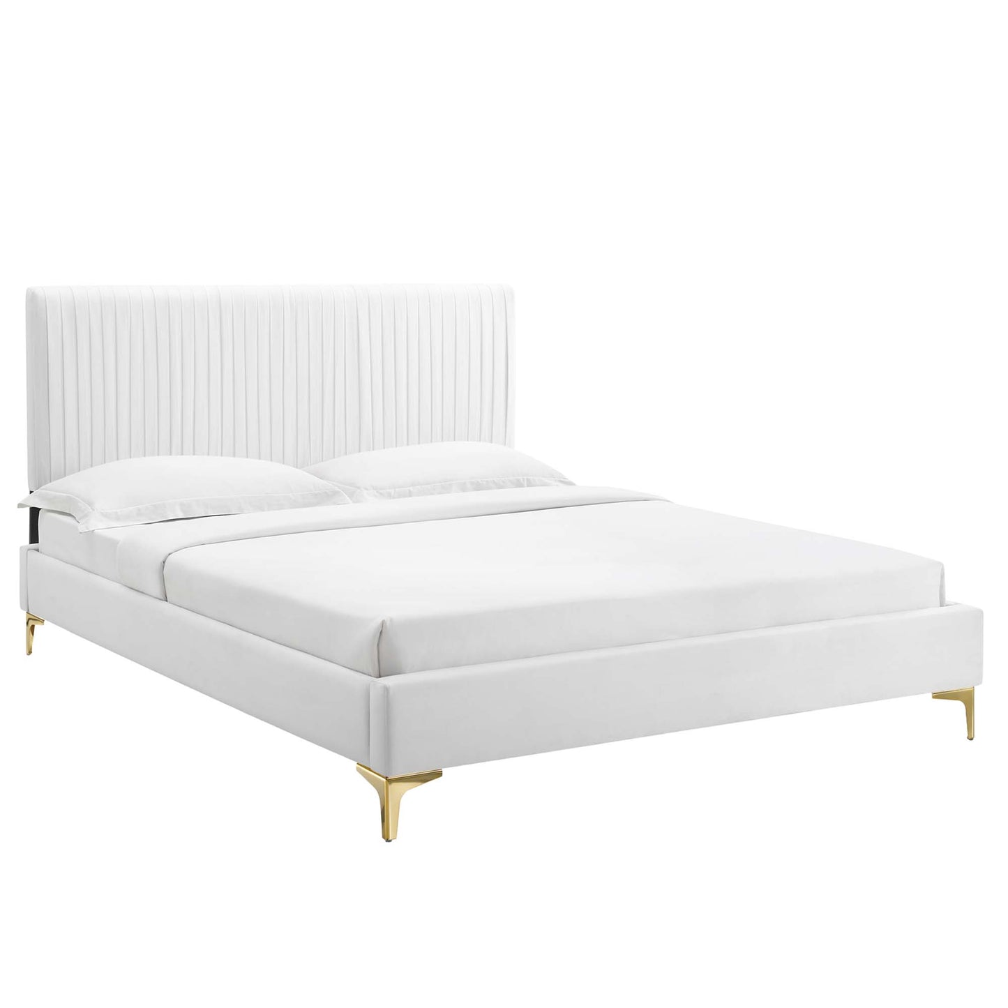 Modway - Peyton Performance Velvet Queen Platform Bed by Modway  Bedroom Beds White - MOD-6595-WHI